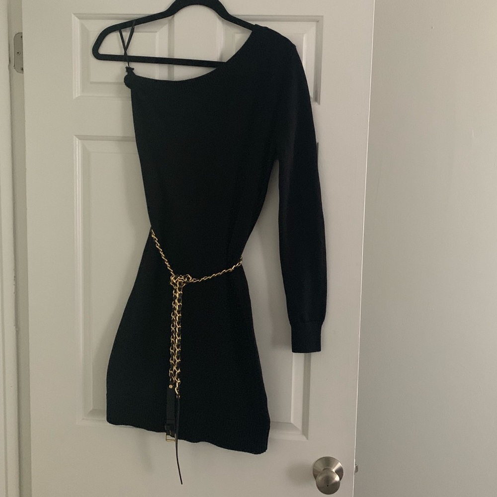 One shoulder MK sweater dress